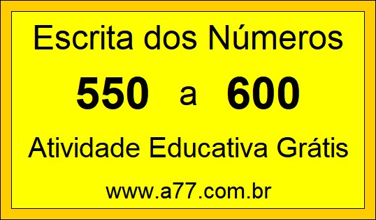 Atividade de Contar Números de 550 a 600