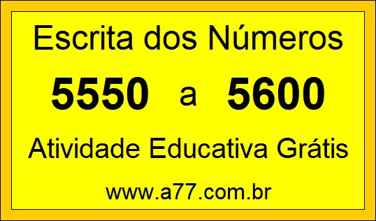 Atividade de Contar Números de 5550 a 5600