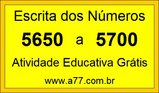 Atividade de Contar Números de 5650 a 5700