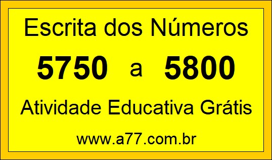 Atividade de Contar Números de 5750 a 5800