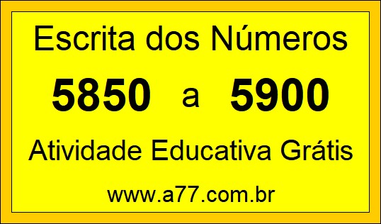 Atividade de Contar Números de 5850 a 5900