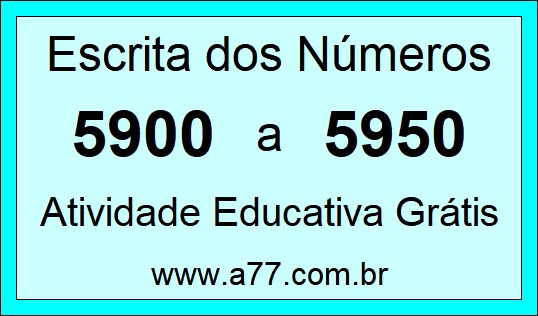 Atividade de Contar Números de 5900 a 5950