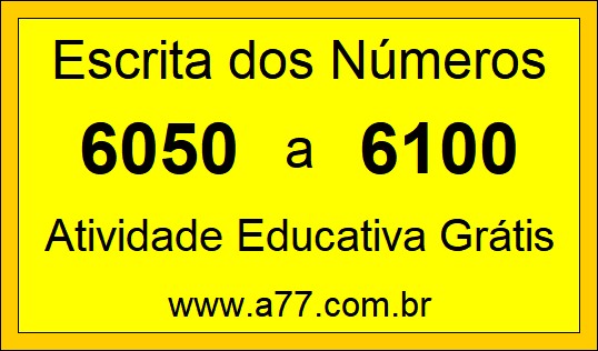 Atividade de Contar Números de 6050 a 6100