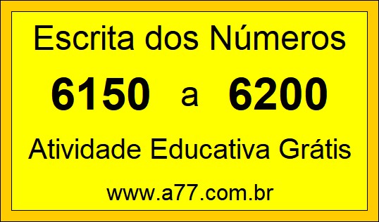 Atividade de Contar Números de 6150 a 6200