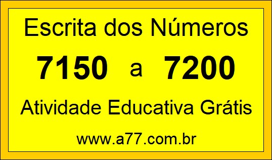 Atividade de Contar Números de 7150 a 7200