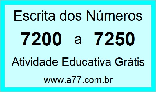 Atividade de Contar Números de 7200 a 7250