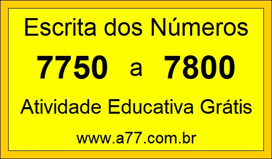 Atividade de Contar Números de 7750 a 7800