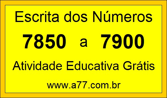 Atividade de Contar Números de 7850 a 7900