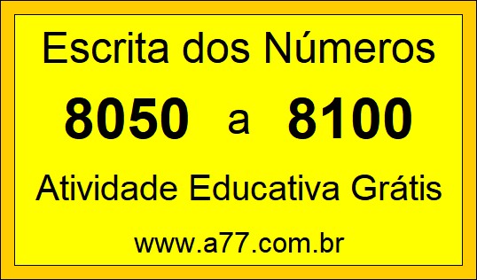 Atividade de Contar Números de 8050 a 8100