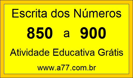 Atividade de Contar Números de 850 a 900