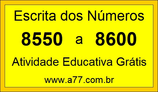 Atividade de Contar Números de 8550 a 8600