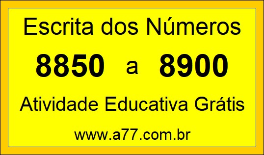 Atividade de Contar Números de 8850 a 8900