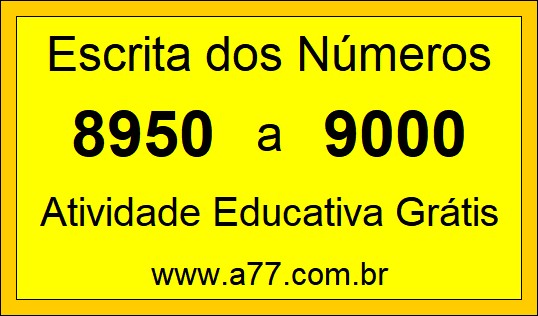 Atividade de Contar Números de 8950 a 9000