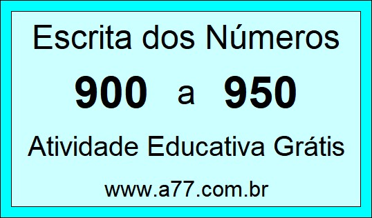 Atividade de Contar Números de 900 a 950