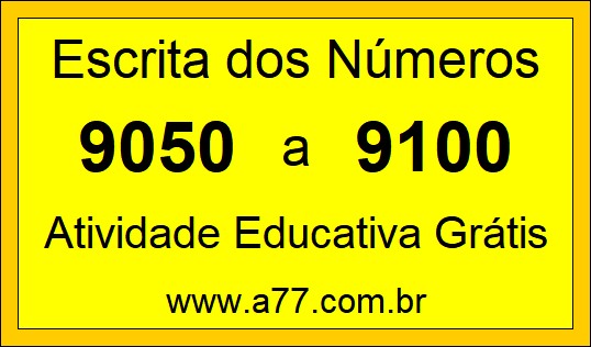 Atividade de Contar Números de 9050 a 9100