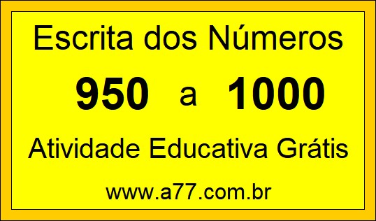 Atividade de Contar Números de 950 a 1000