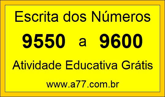 Atividade de Contar Números de 9550 a 9600