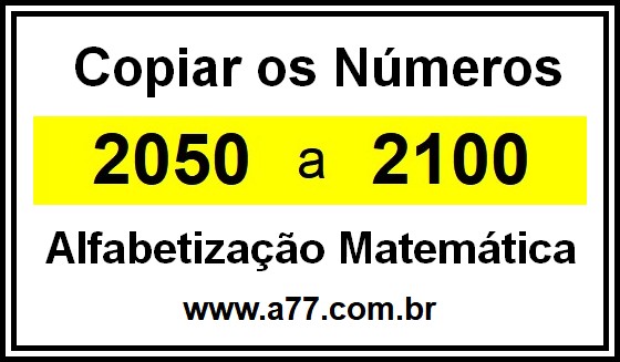 Copiar os Números 2050 a 2100