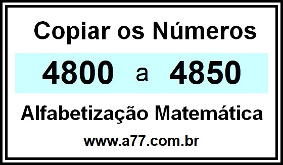 Copiar os Números 4800 a 4850