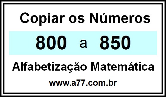 Copiar os Números 800 a 850