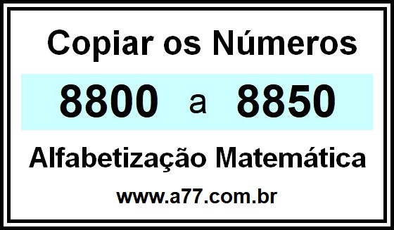 Copiar os Números 8800 a 8850