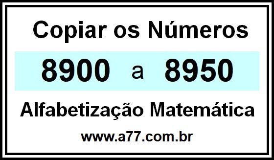 Copiar os Números 8900 a 8950