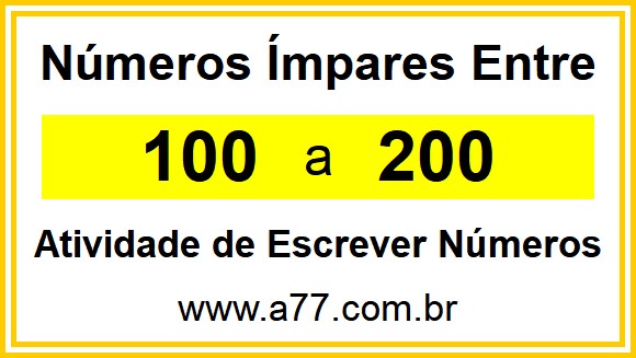 Lista de Números Ímpares Entre 100 e 200