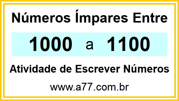 Lista de Números Ímpares Entre 1000 e 1100