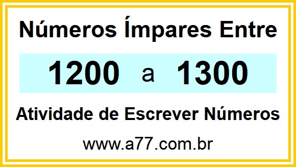 Lista de Números Ímpares Entre 1200 e 1300