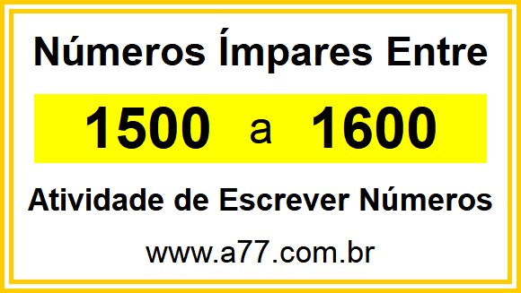 Lista de Números Ímpares Entre 1500 e 1600