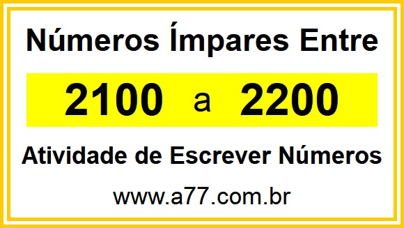 Lista de Números Ímpares Entre 2100 e 2200