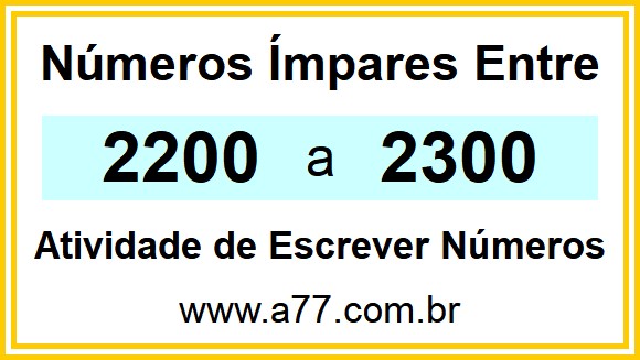 Lista de Números Ímpares Entre 2200 e 2300