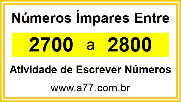 Lista de Números Ímpares Entre 2700 e 2800