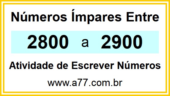 Lista de Números Ímpares Entre 2800 e 2900