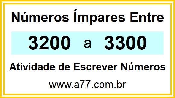 Lista de Números Ímpares Entre 3200 e 3300