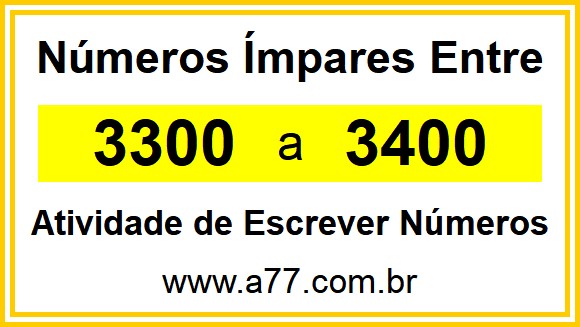 Lista de Números Ímpares Entre 3300 e 3400