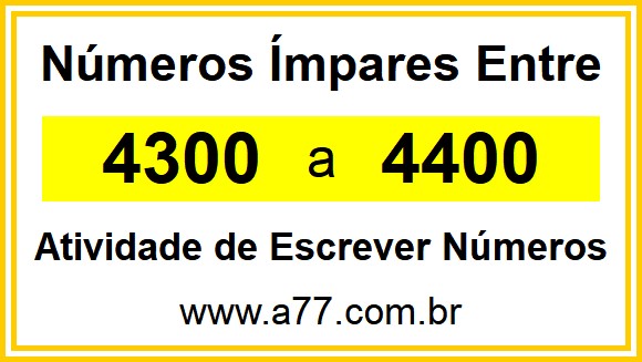 Lista de Números Ímpares Entre 4300 e 4400