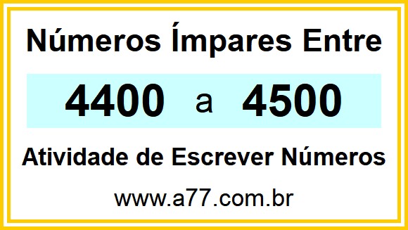 Lista de Números Ímpares Entre 4400 e 4500