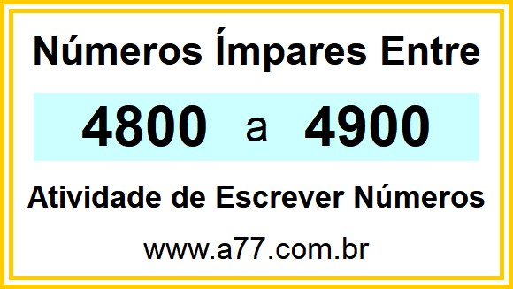 Lista de Números Ímpares Entre 4800 e 4900