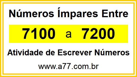 Lista de Números Ímpares Entre 7100 e 7200