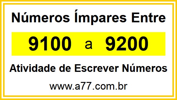 Lista de Números Ímpares Entre 9100 e 9200