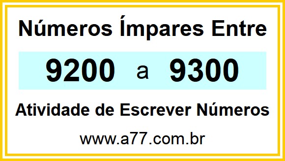 Lista de Números Ímpares Entre 9200 e 9300