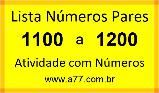 Lista de Números Pares de 1100 a 1200