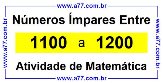 Números Ímpares Existentes Entre 1100 e 1200