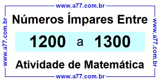 Números Ímpares Existentes Entre 1200 e 1300