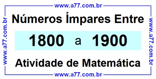 Números Ímpares Existentes Entre 1800 e 1900