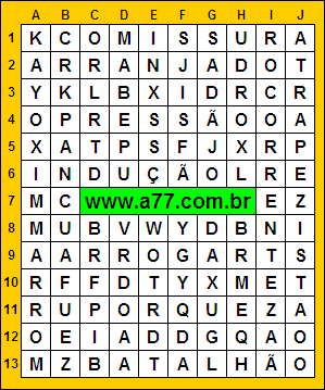 Caça Palavras Correnteza, Trapezista, Indução, Arrogar