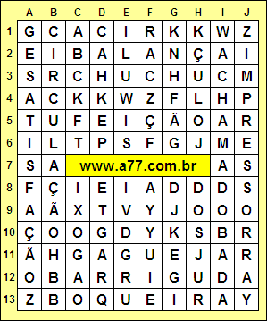 Caça Palavras Circulação, Satisfação, Balança, Chamado