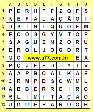 Caça Palavras Descaroçar, Desempacar, Falação, Forreta