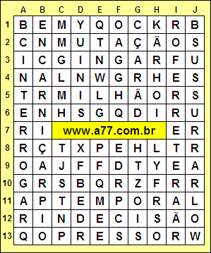 Caça Palavras Encarniçar, Interrogar, Mutação, Ferrete